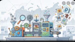 Сатирическая иллюстрация к статье о создании вирусных новостей о курсе рубля в 2026 году